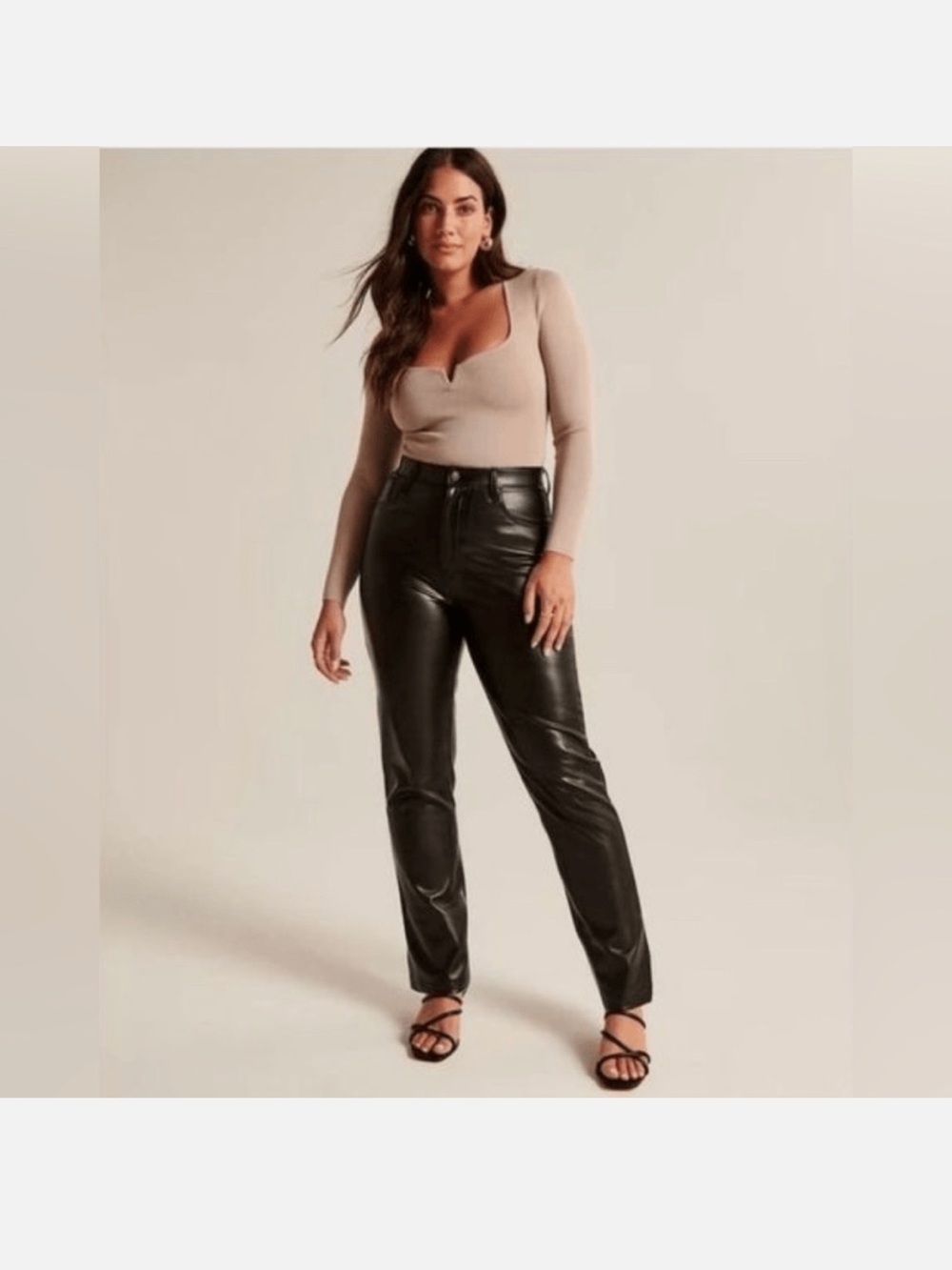 Abercrombie & Fitch Black Vegan Leather ultra High-Rise Straight Pants